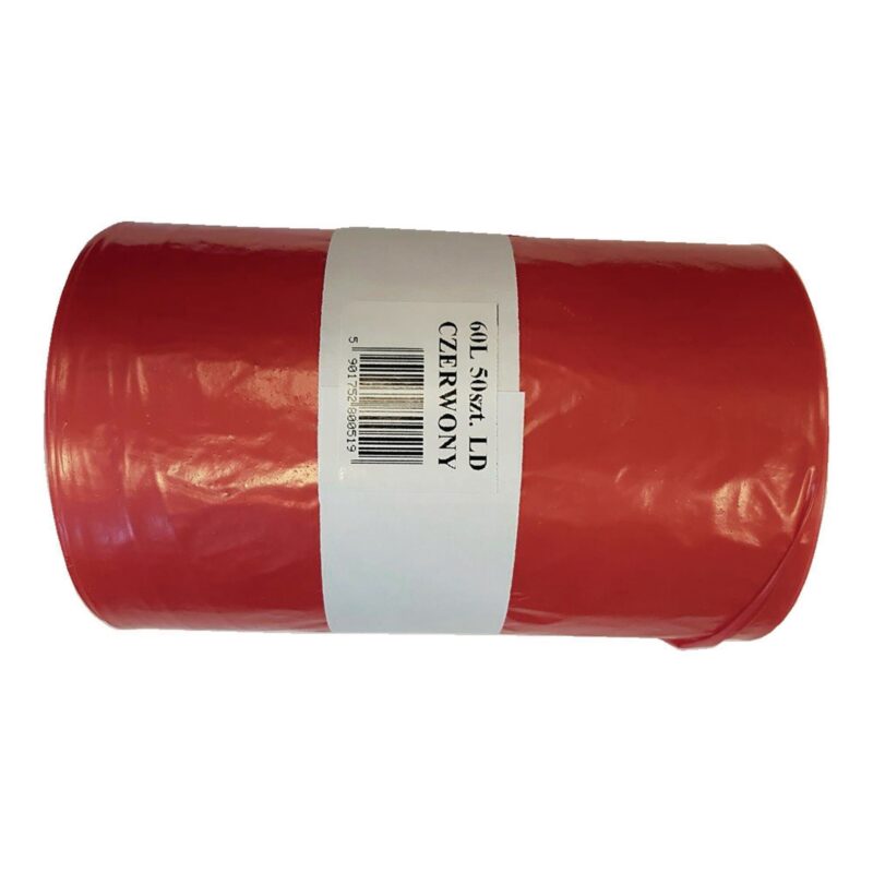 Worki LDPE 60l (25) czerwone mocne