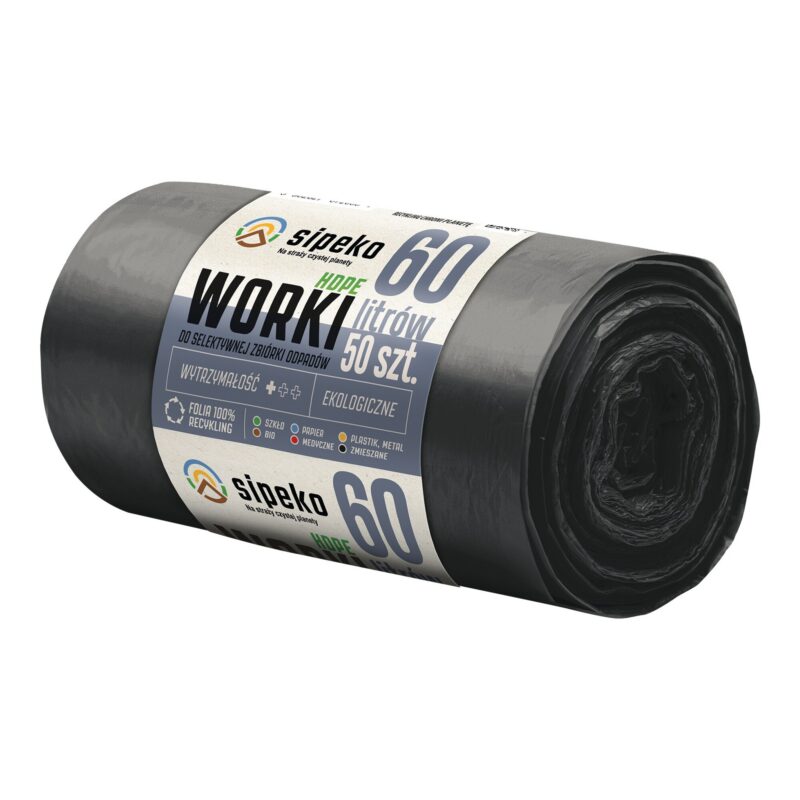 Worki LDPE 60l (25) czarne mocne